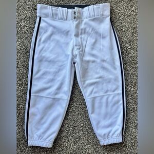 NWOT - Easton White Kids Baseball Pants with Black Side Stripes. YM